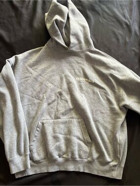 Essentials Men's Light Gray Hoodie with Small Chest Logo